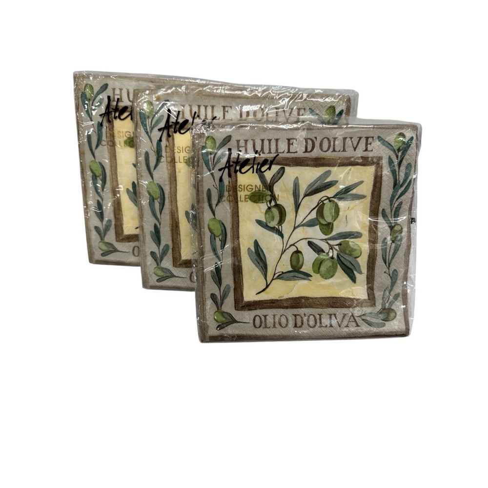 Atelier Huile D'Olive Cocktail Napkins 20 Count Lot of 3 NEW